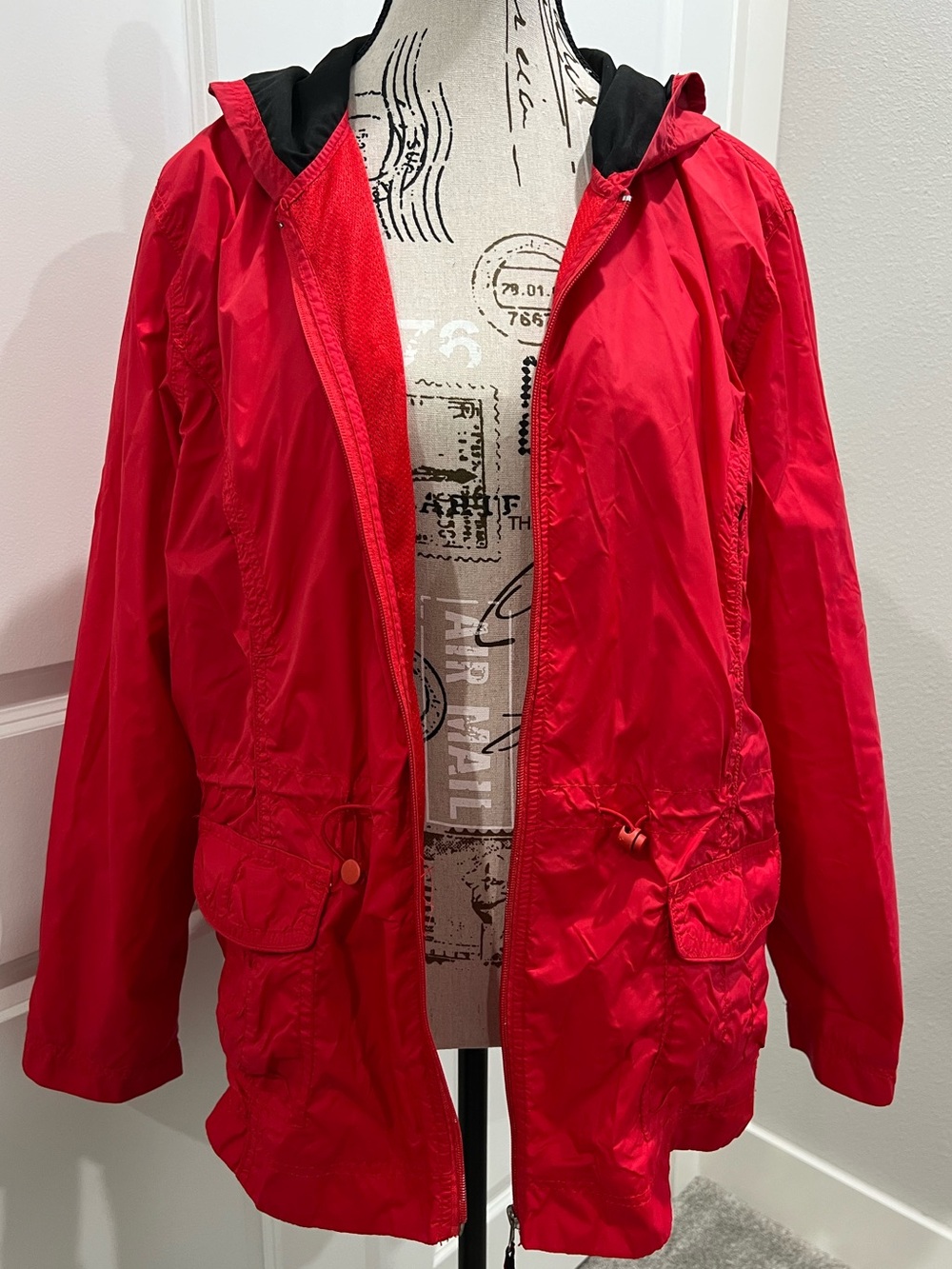 Three Hearts Red Hooded Utility Jacket. XL